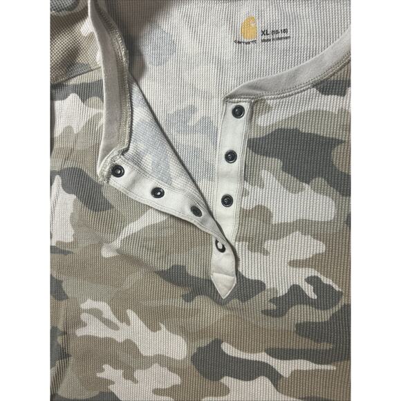 Carhartt Women’s Hayward Camo Long Sleeve Henley Thermal T-Shirt Size XL - Picture 13 of 15